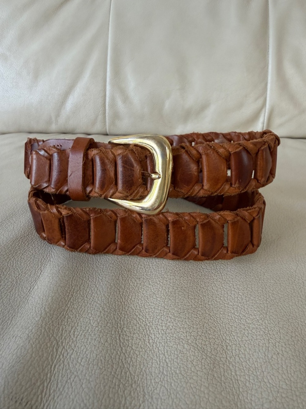 Capezio Brown Leather Belt with Gold Buckle